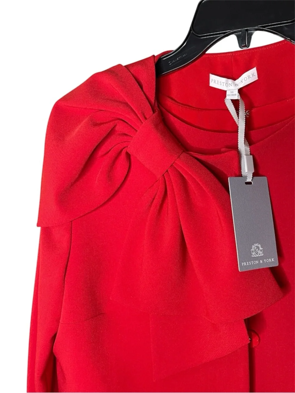Preston & York Crepe Oversized Bow Snap Front Jacket and Dress Sz 16 NWT - Picture 6 of 9